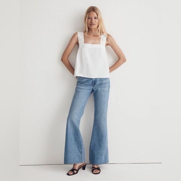 Madewell NWT Linen Cross-Back Sleeveless Top In Eyelet White Size 16 - Picture 5 of 6